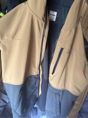 Simms Two-Tone Tan and Gray Rogue Fleece Hoodie Jacket